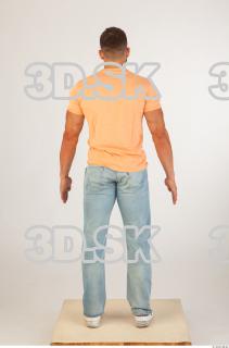 Whole body orange tshirt light blue jeans of Harold 0005